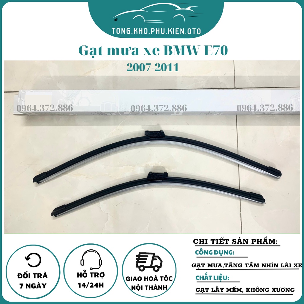 Gạt mưa xe BMW E70 2007-2011 gạt mềm không xương vừa khít xe siêu bền,siêu sạch (Giá 1 đôi)-Mẫu gạt lẫy