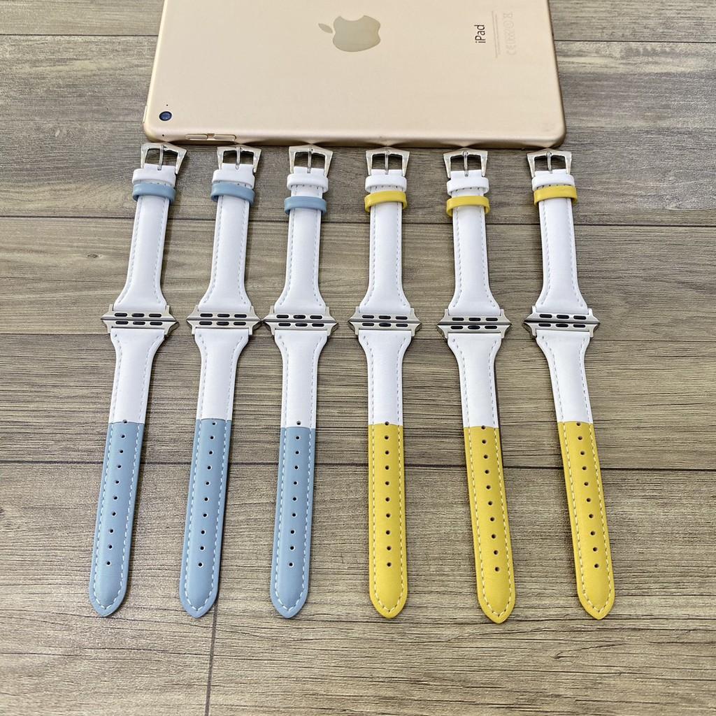 Dây da bản nhỏ mix màu đẹp nhất dành cho apple watch series 1/2/3/4/5/6