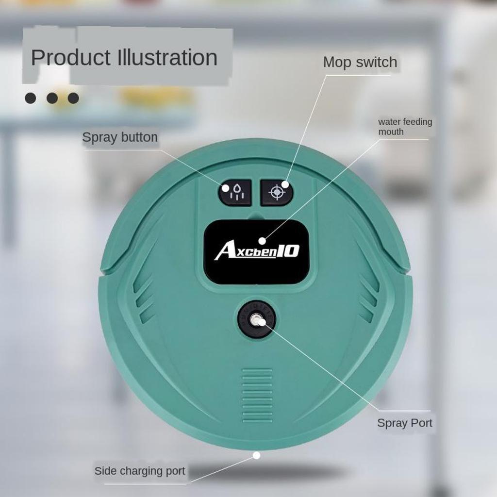 USB Rechargeable Robot Vacuum Cleaner Floor Duster With UV Lamp - Green