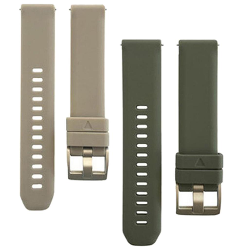 2Pcs Women Men Soft Silicone Rubber Watch Bands Repalcement Quick Release Strap 20mm, Army Green+Gray