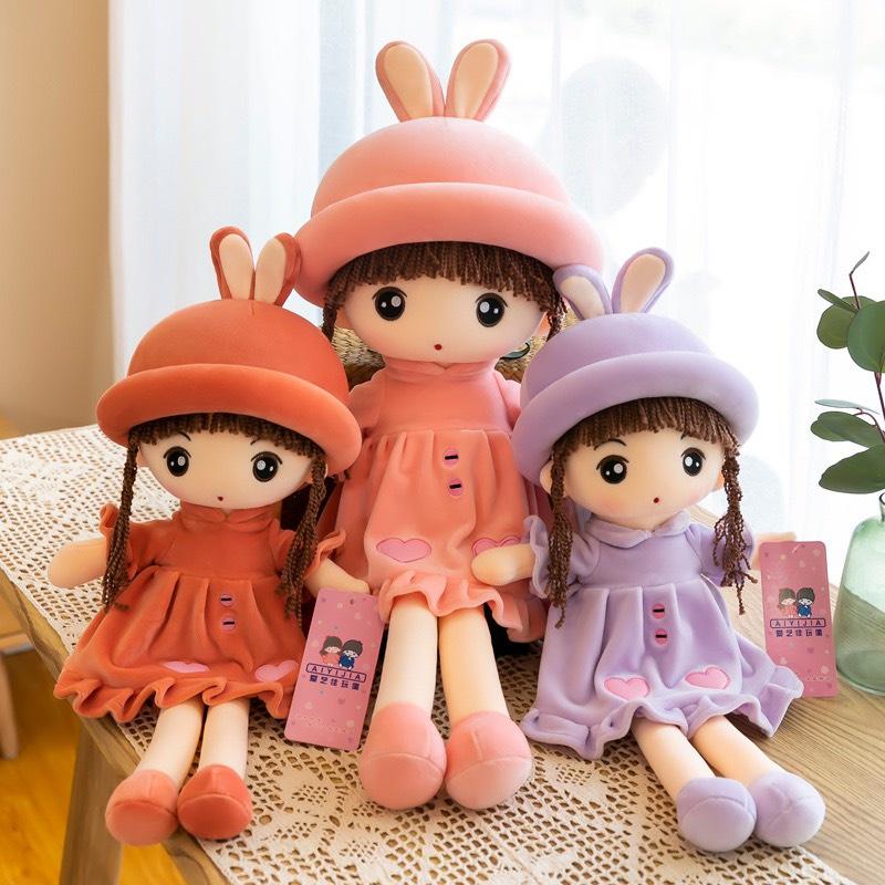 Gấu Bông Búp Bê Váy Tim, Búp Bê Tai Thỏ - Quà Tặng Cho Bé