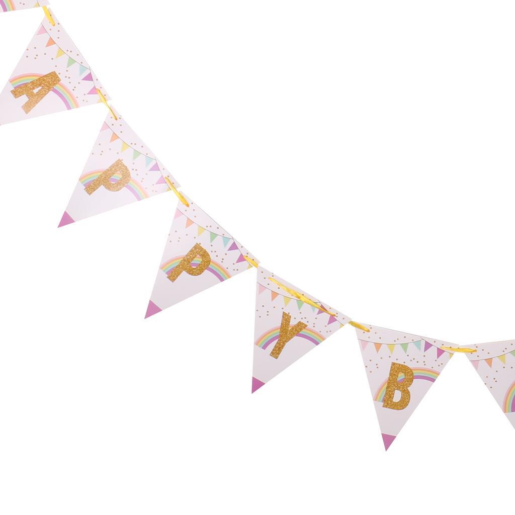 Glitter Gold HAPPY BIRTHDAY Pennant Banner Unicorn Bunting Party Decoration