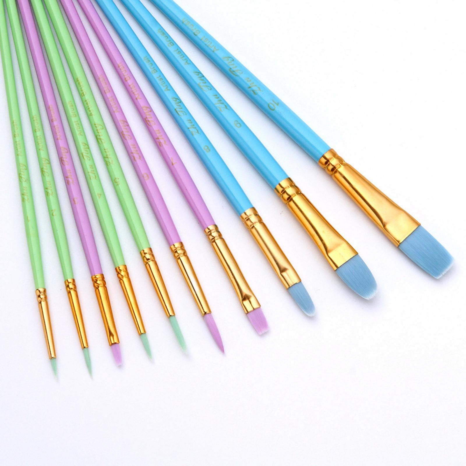 10Pcs Artist Watercolor Paint Brushes Set Detail Painting Kit Craft Supplies for Acrylic Oil