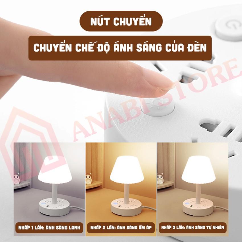 Đèn Ngủ Thông Minh 3 Chế Độ Sáng - Đèn Ngủ Kiêm Ổ Cắm Điện và Cổng Sạc USB