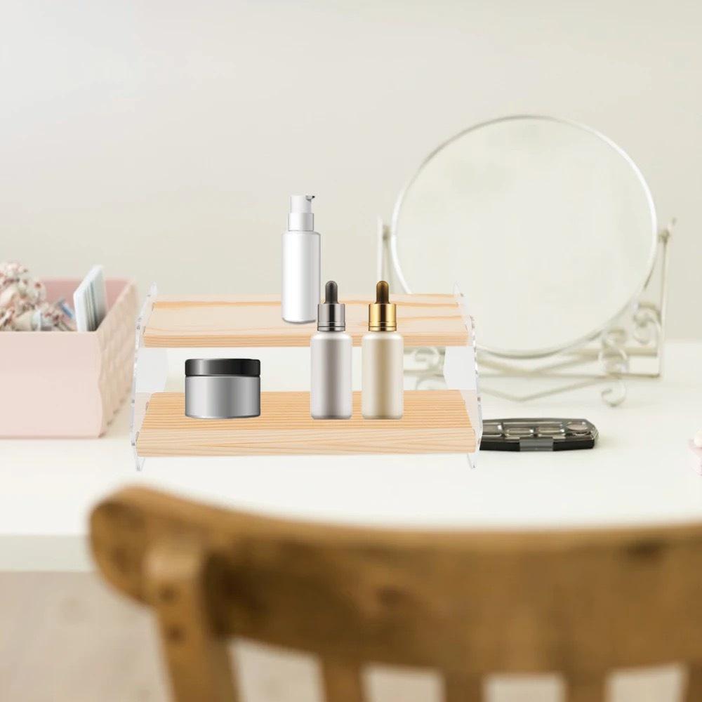 Kệ mica trưng bày nhiều tầng 25x5x5cm , mặt gỗ dày 1cm mỗi tầng - nhiều kích thước