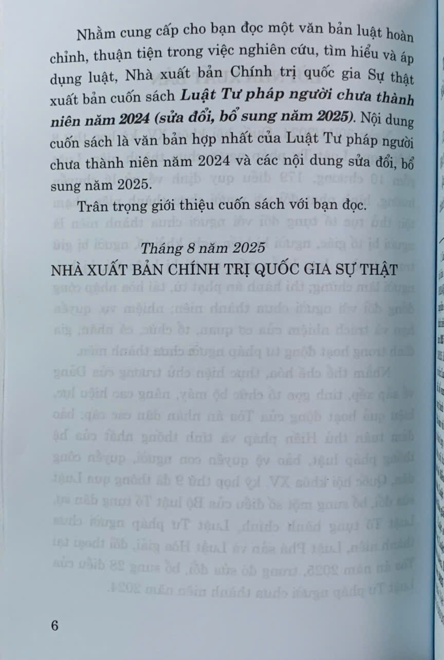 Luật Tư pháp người chưa thành niên năm 2024 (sửa đổi, bổ sung năm 2025)
