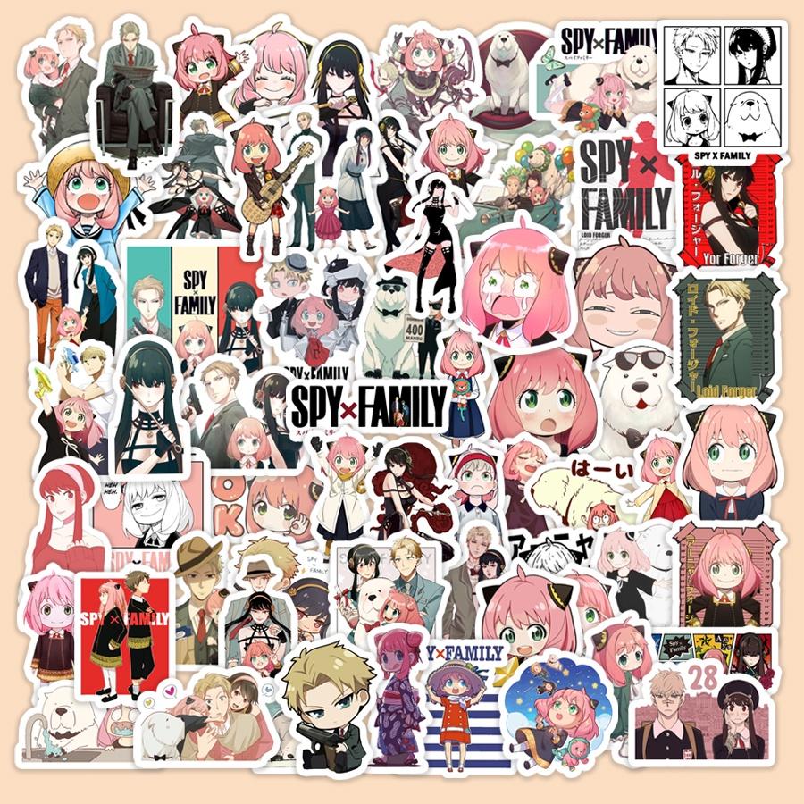 Sticker Anime Spy x Family trang trí mũ bảo hiểm, đàn, guitar, ukulele, điện thoại laptop