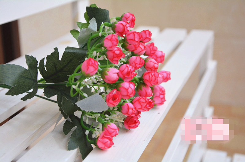 Hoa giả hoa lụa: cụm hoa hồng nhí nhiều màu