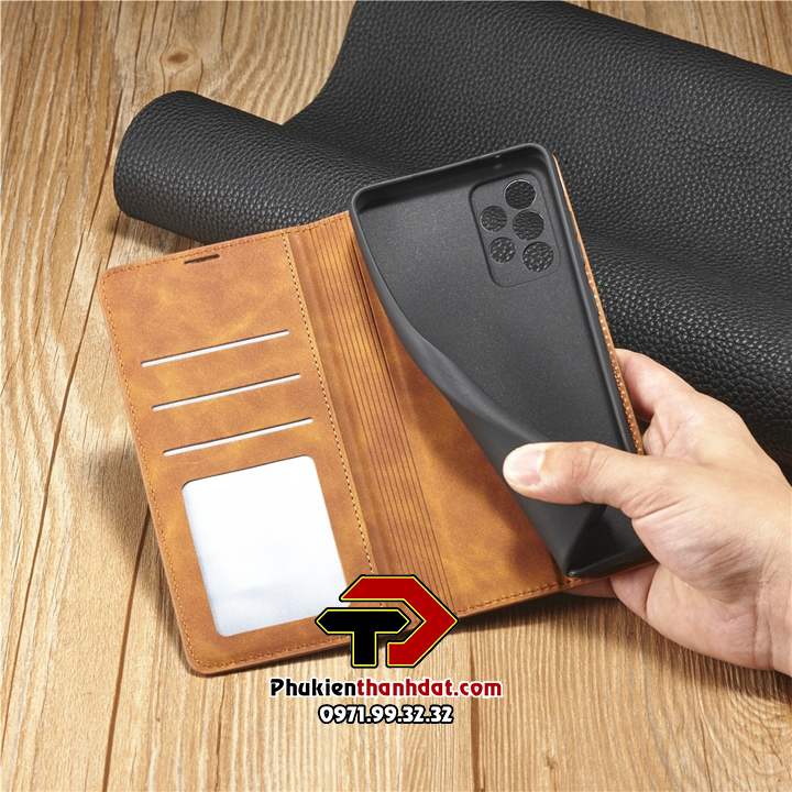 Bao da dạng ví cho SamSung Galaxy A52 5G có ngăn đựng thẻ và tiền tiện lợi, da mịn, chống vân tay