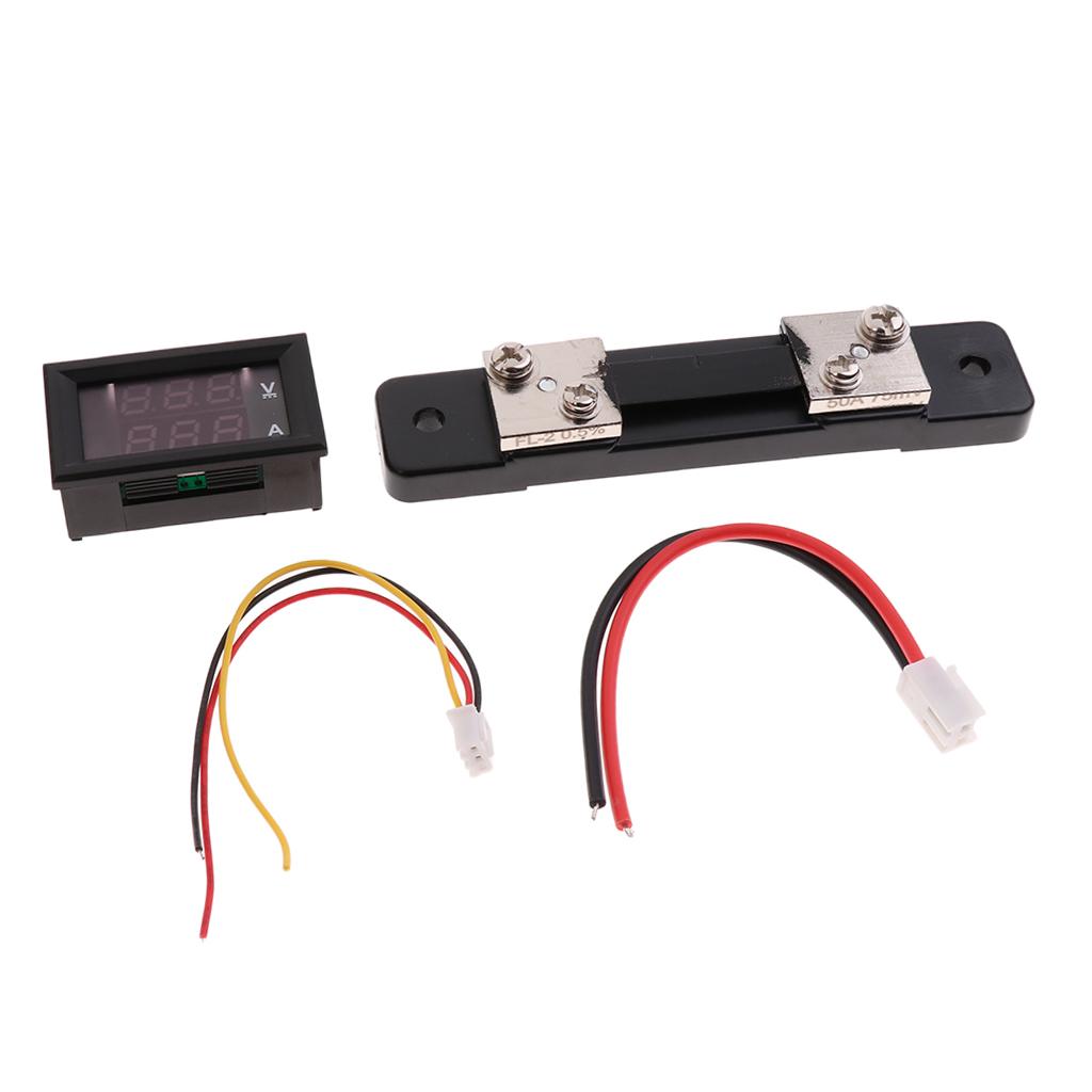 Dual LED Digital Voltmeter Ammeter Current Volt Meter Gauge Tester 0-50A