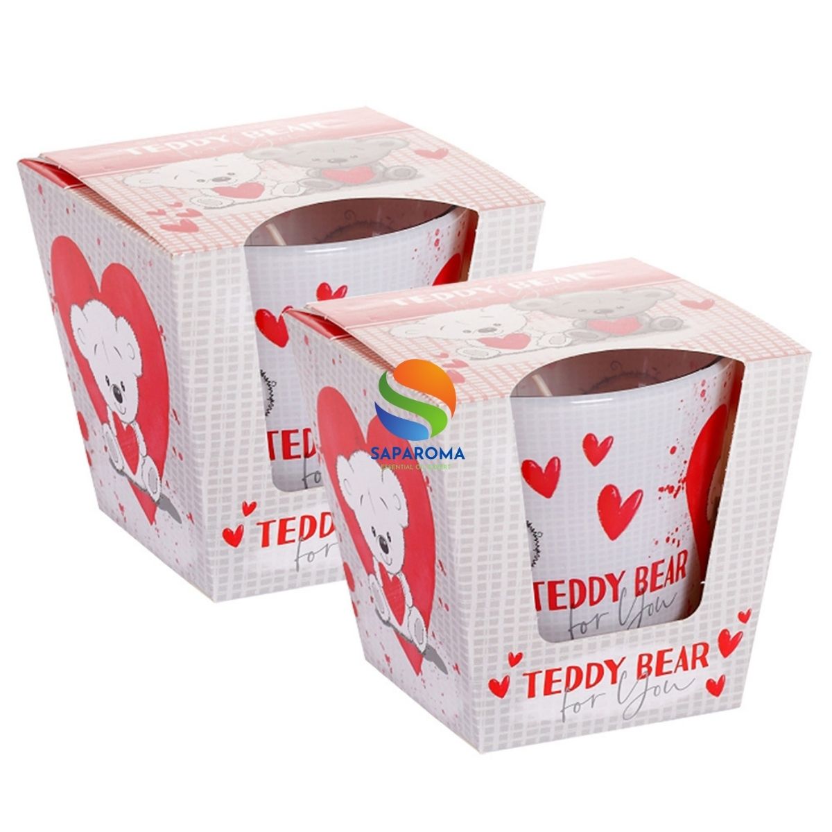 Combo 2 ly nến thơm tinh dầu Bartek Teddy Bear 115g - hương hoa hồng, nến trang trí, thơm phòng, thư giãn, hỗ trợ khử mùi