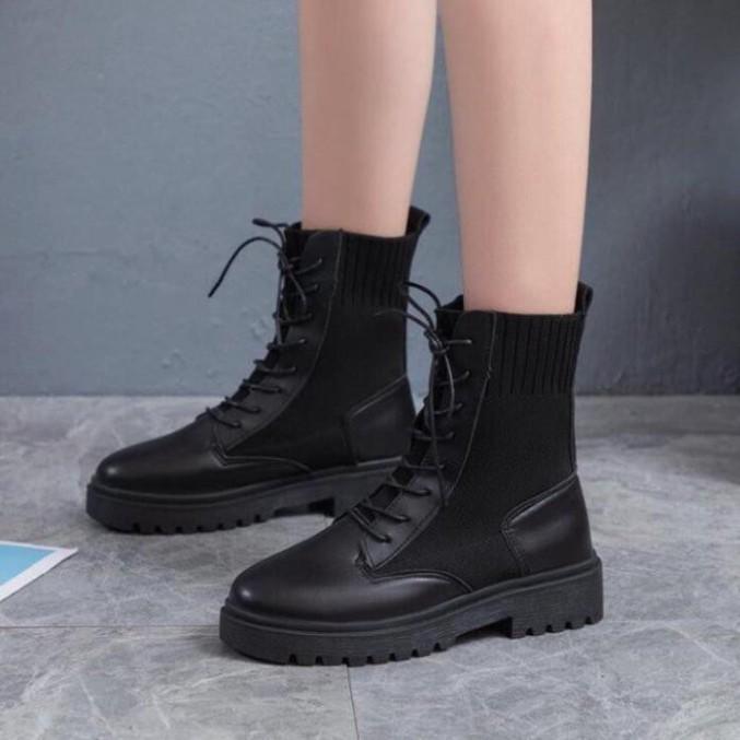 Boots Nữ, Giày Bốt Nữ Dr.Martens Boots Thu Đông Hottrend Phong Cách Màu Đen AMZO Giày Dép Nữ Thời Trang Cao Cấp
