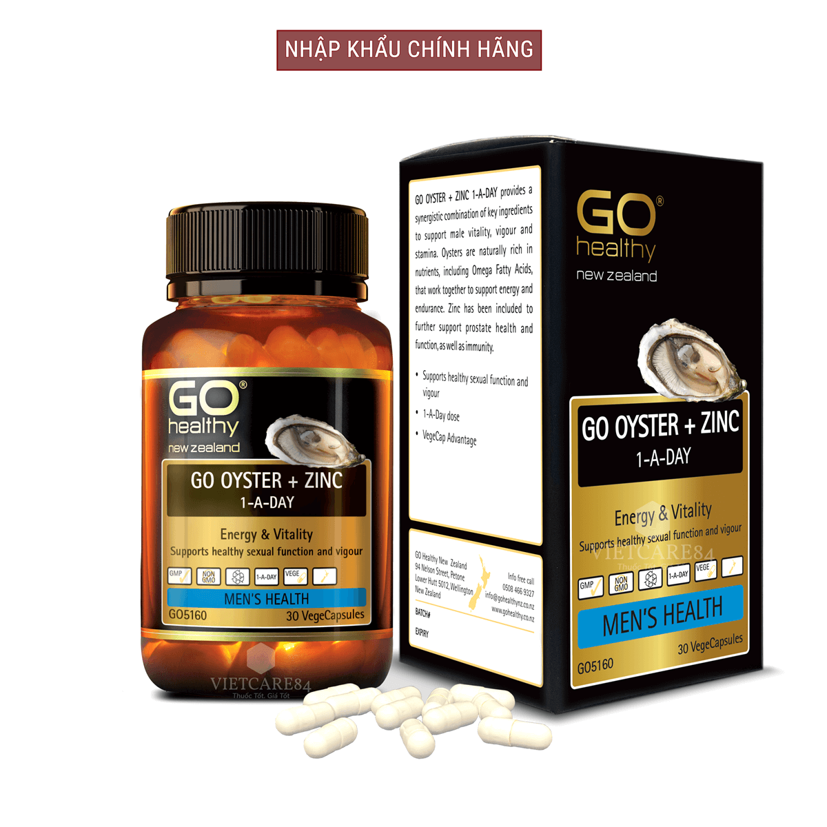 Viên uống tinh chất Hàu nhập khẩu chính hãng New Zealand GO OYSTER + ZinC giúp tăng cường sinh lý nam, cải thiện chất lượng tinh trùng