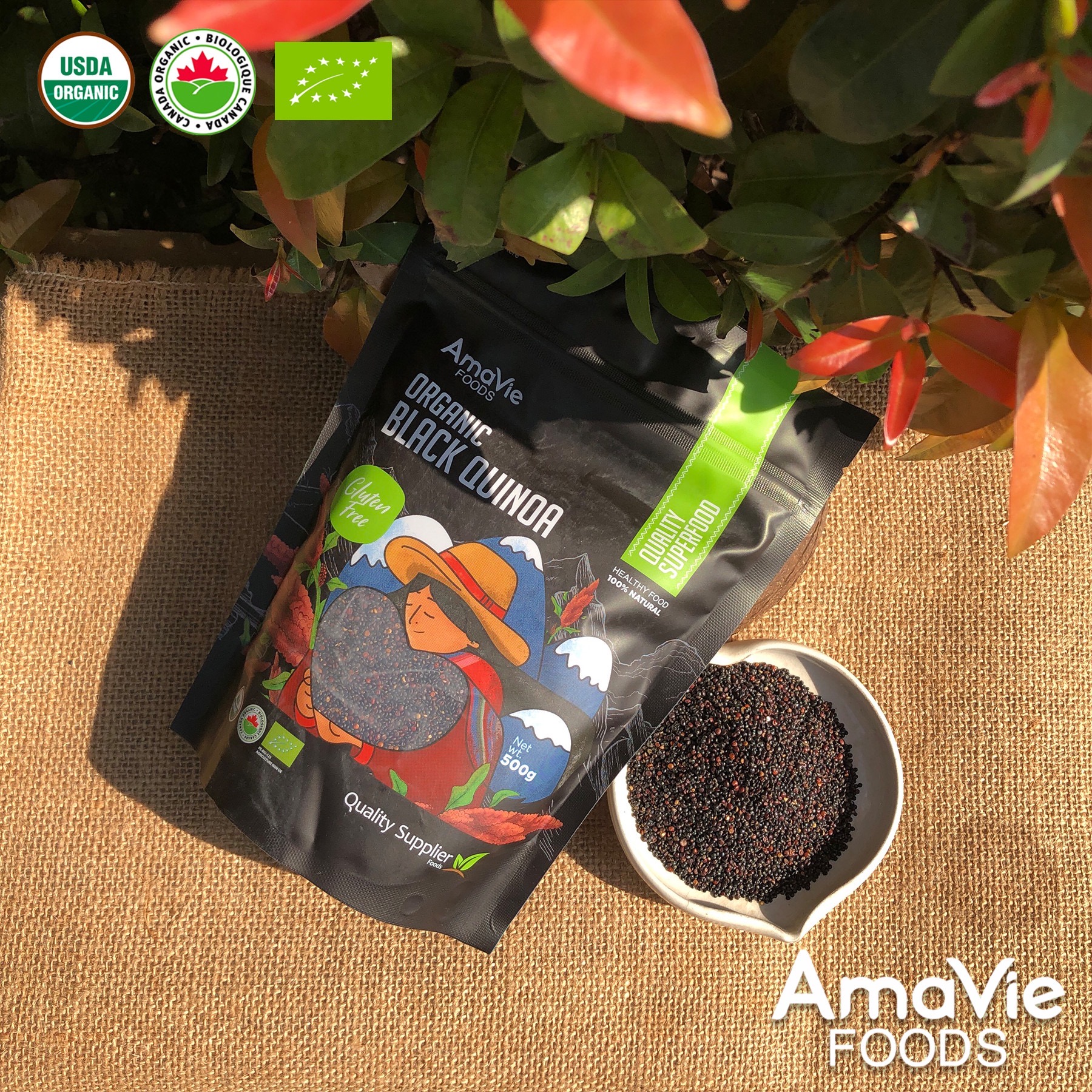 Hạt diêm mạch quinoa đen hữu cơ Amavie Foods 500g