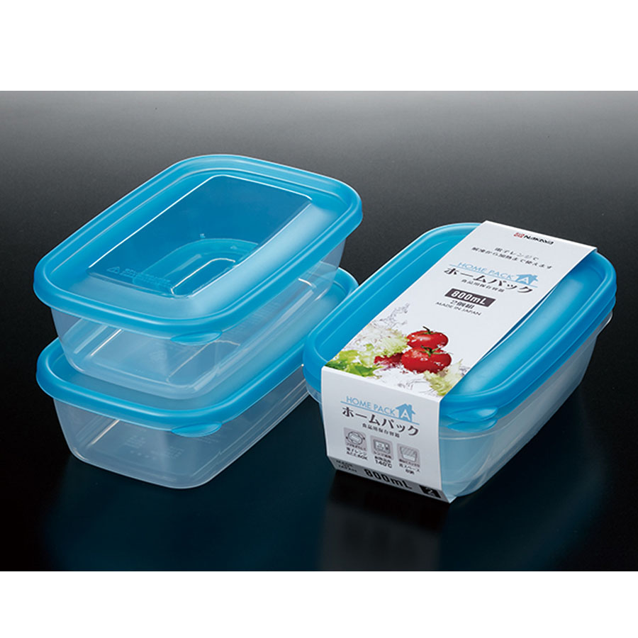 Bộ 2 set 2 hộp đựng thực phẩm K290-3 nắp xanh nhựa trong 1L Nội địa Nhật Bản