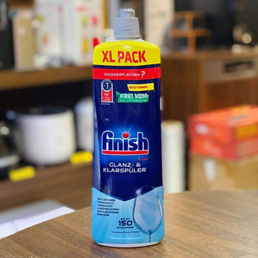 Nước làm bóng và khô chén, đĩa Finish Dishwasher Rinse Aid Shinier & Drier Dishes Lemon Sparkle 800ml QT004996 - hương chanh