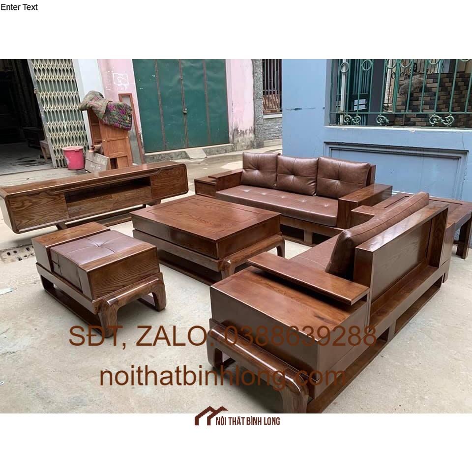 Bộ ghế Sofa 2 văng gỗ sồi hiện đại