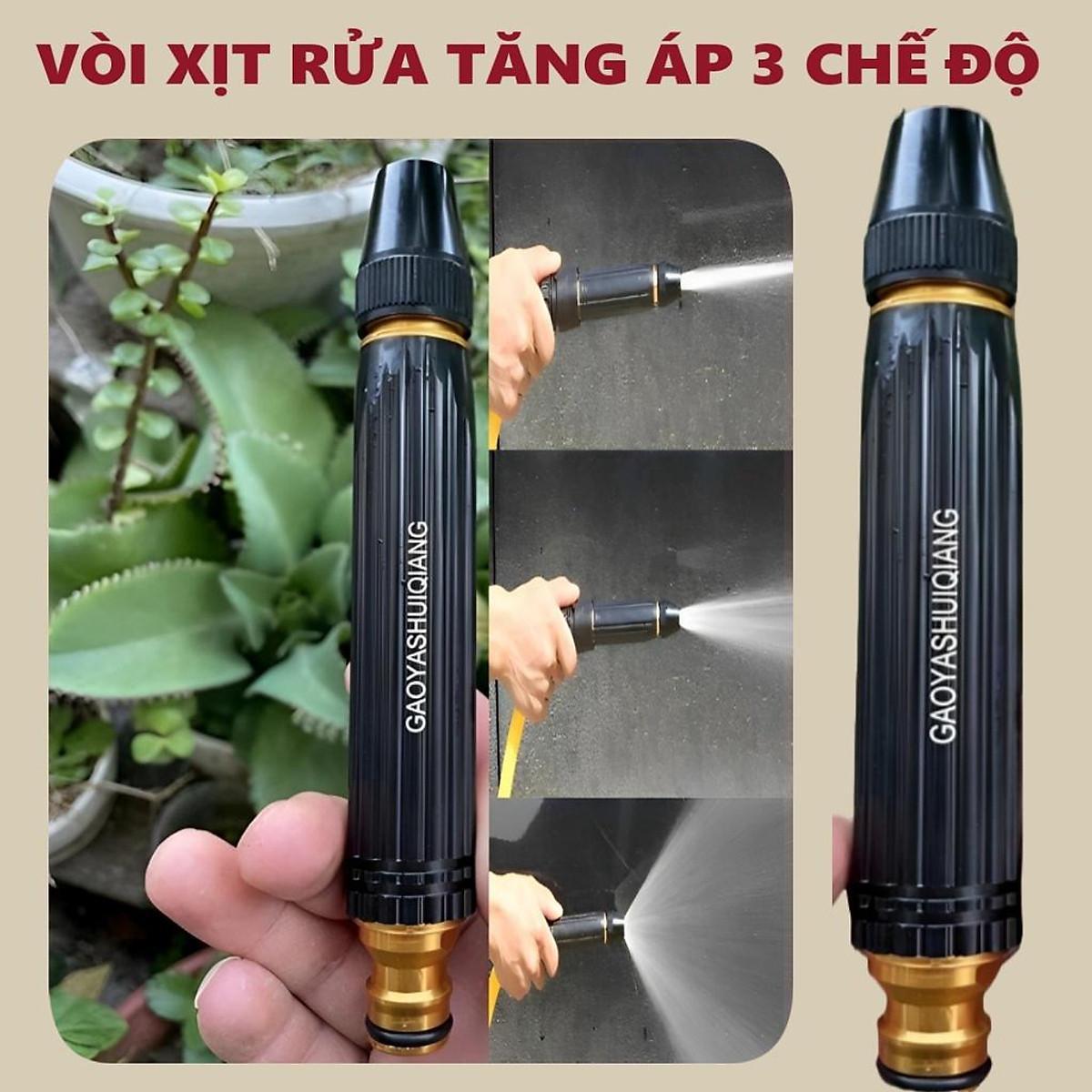 Vòi Xịt Rửa Xe Tăng Áp Phun Nước Xịt Tưới Cây Đa Năng Rửa Sân Vườn Áp Lực Cao Bằng Kim Loại Có Thể Phun Xa Đến Mười Mét