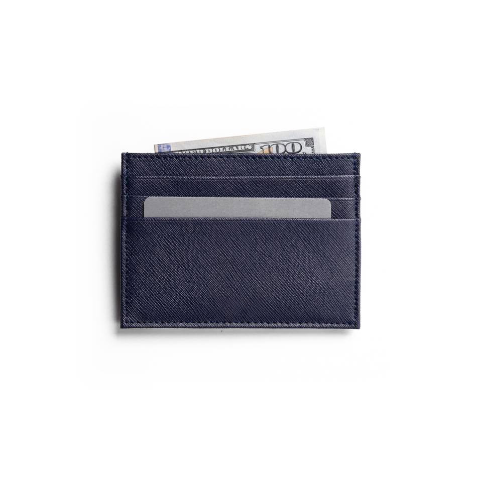 VÍ MINI ĐỰNG THẺ Bóp Cardholder ZERO Da Saffiano Nhập Khẩu Cao Cấp Chống Thấm Nước Unisex Nam Nữ Chuẩn Nome DOLANTO – Xanh