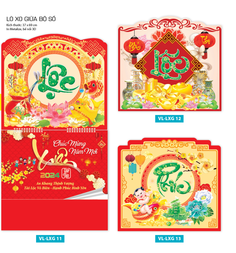 Lịch Lò Xo Treo Bộ Số 12 Tháng - Năm 2024 - Lịch Vanlangbooks