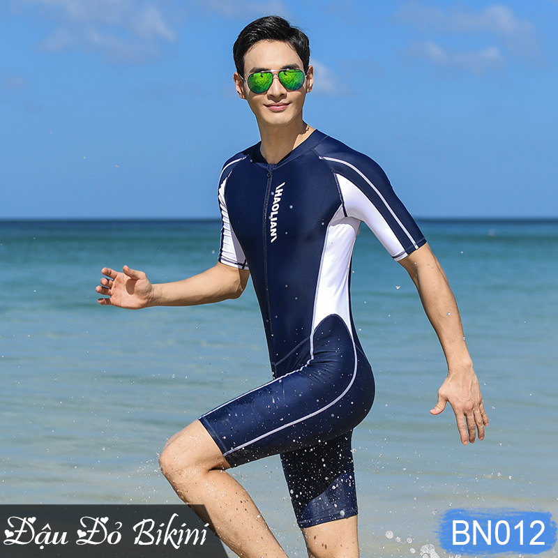 Bộ bơi nam liền quần đùi áo cộc tay &amp; quần dài áo dài tay chống nắng, nam tính mạnh mẽ, chất đẹp co giãn mịn mát, có size lớn đến 95kg | BN012