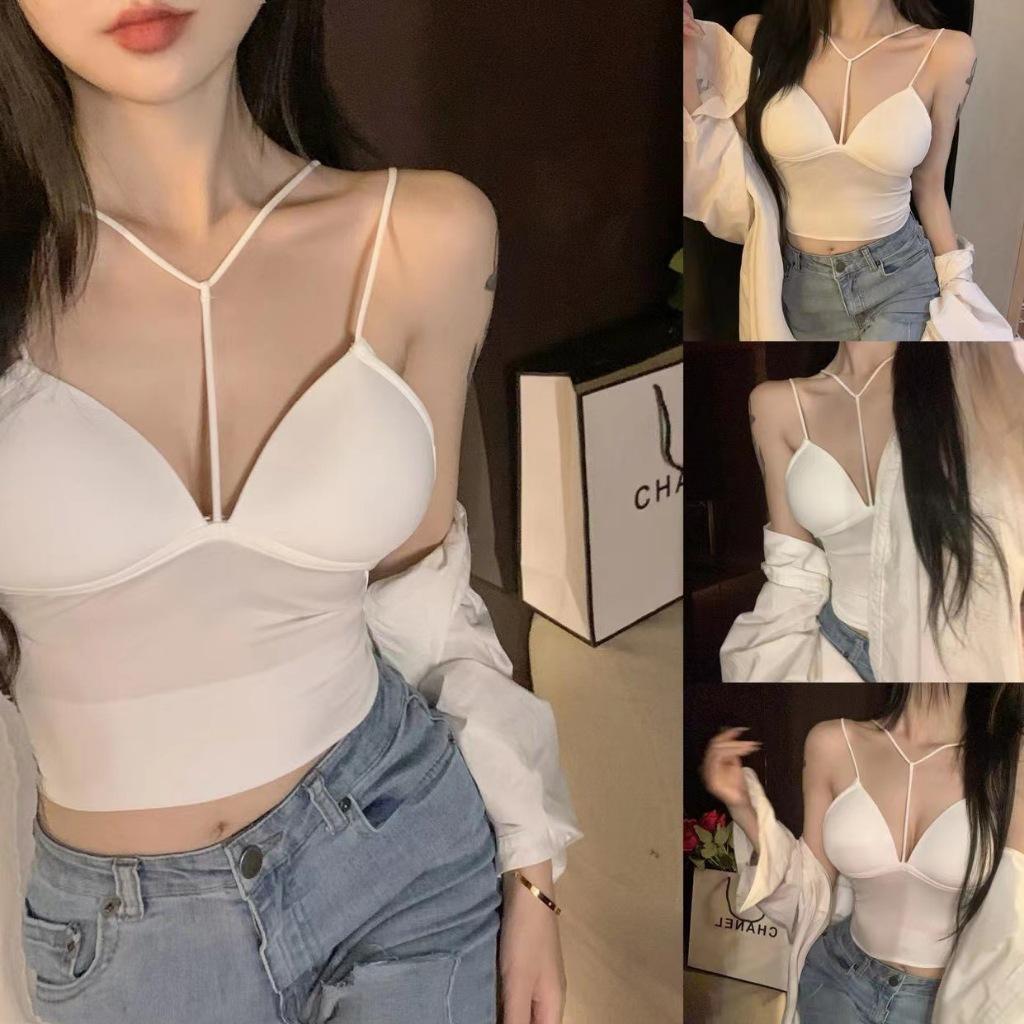 [Hottrend 2025]  ÁO BRA 2 DÂY DÁNG MẢNH CHUI CỔ chât liệu Su lụa băng mát lạnh sang chảnh, có Đệm mút nâng ngực gợi cảm