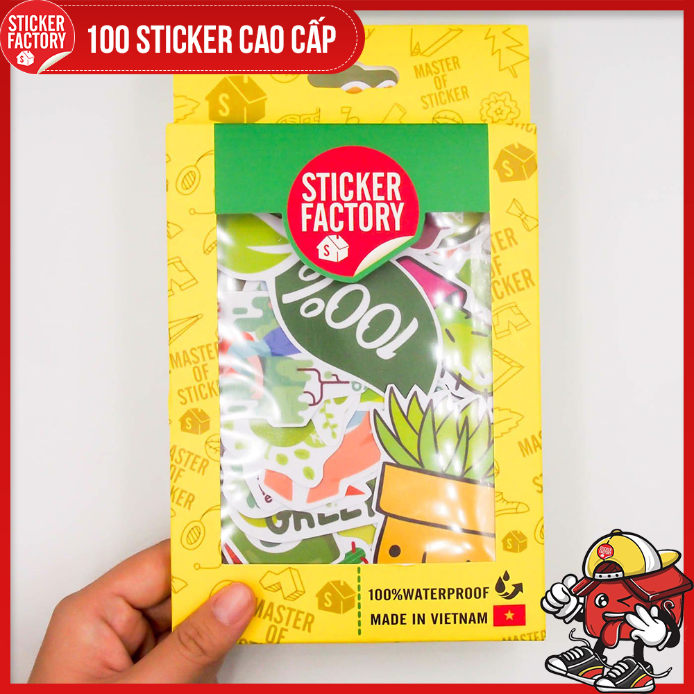 Set 100 sticker hình dán - Green Xanh lá