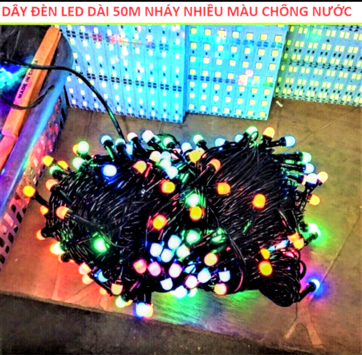 SIÊU GIÁ VỚI CUỘN DÂY LED TRANG TRÍ NHẤP NHÁY NHIỀU MÀU DÀI 50M ĐIỆN VAC 220V LOẠI TỐT ĐẸP
