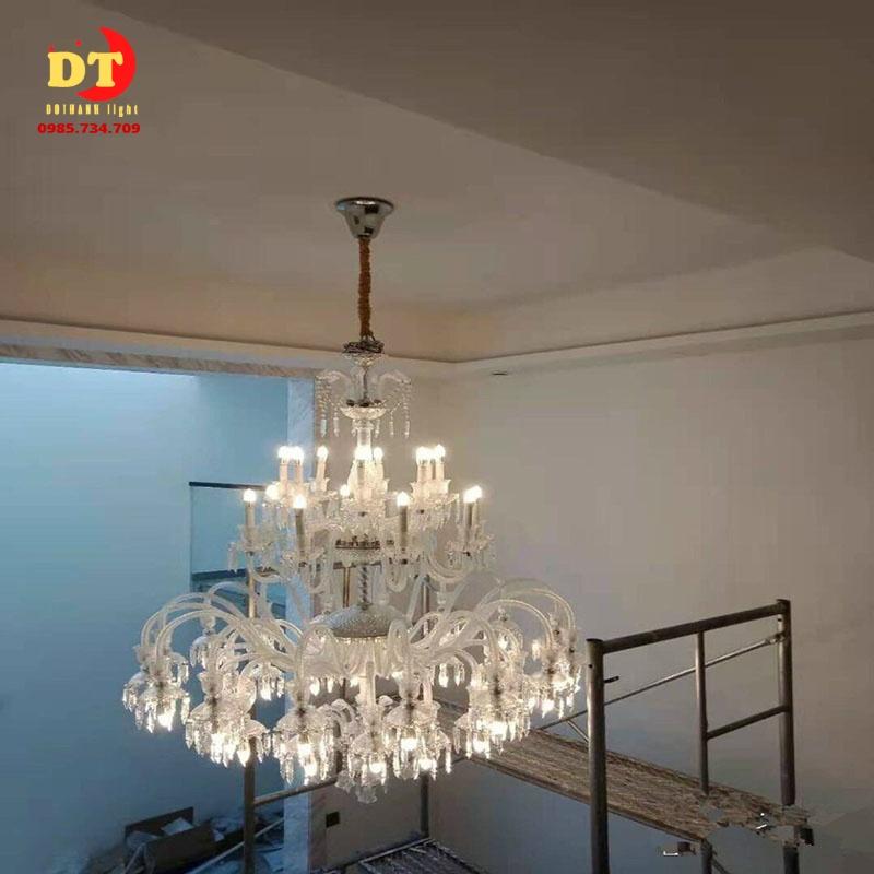 Đèn chùm nến ay phale trắng cao cấp 24 tay, sảnh nhà hàng phòng khách DQM