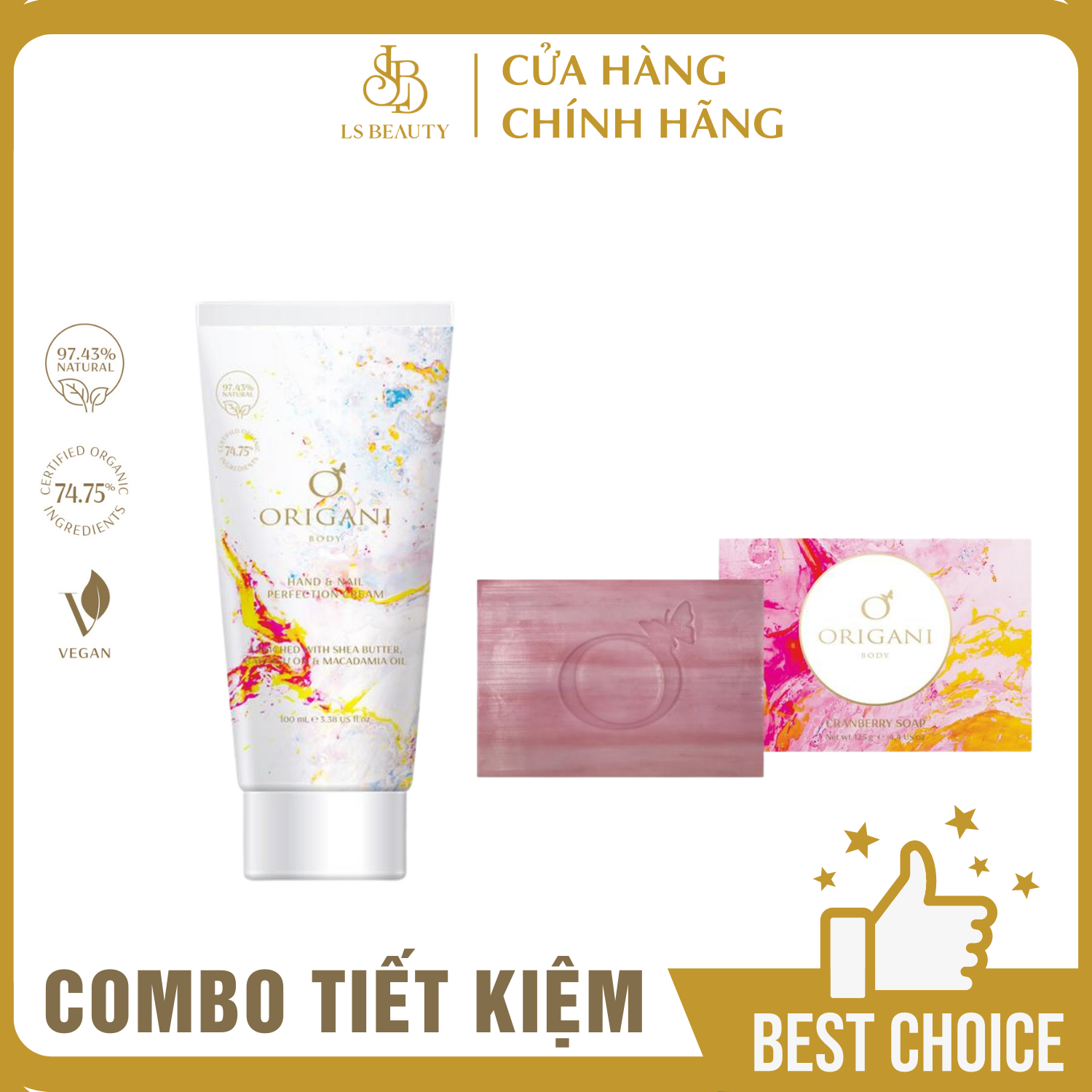 Combo Kem Dưỡng Da Tay Origani + Xà Phòng Organic Nam Việt Quốc Cung Cấp Dưỡng Chất, Cấp Ẩm Và Hỗ Trợ Chữa Lành Vết Thương