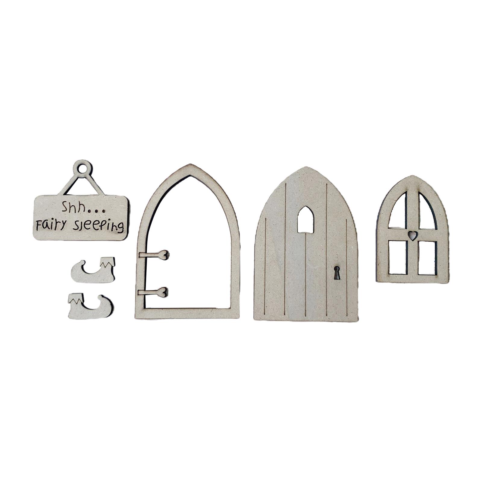 Wooden Miniature Fairy Gnome Window Home Door for Fairy Garden Accessories