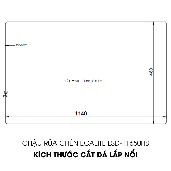 Chậu Rửa Chén Ecalite ESD-11650HS - Lắp Nổi - Chất Liệu Inox 304 Siêu Bền - 2 Ngăn Có Bàn Chờ - Hàng Chính Hãng