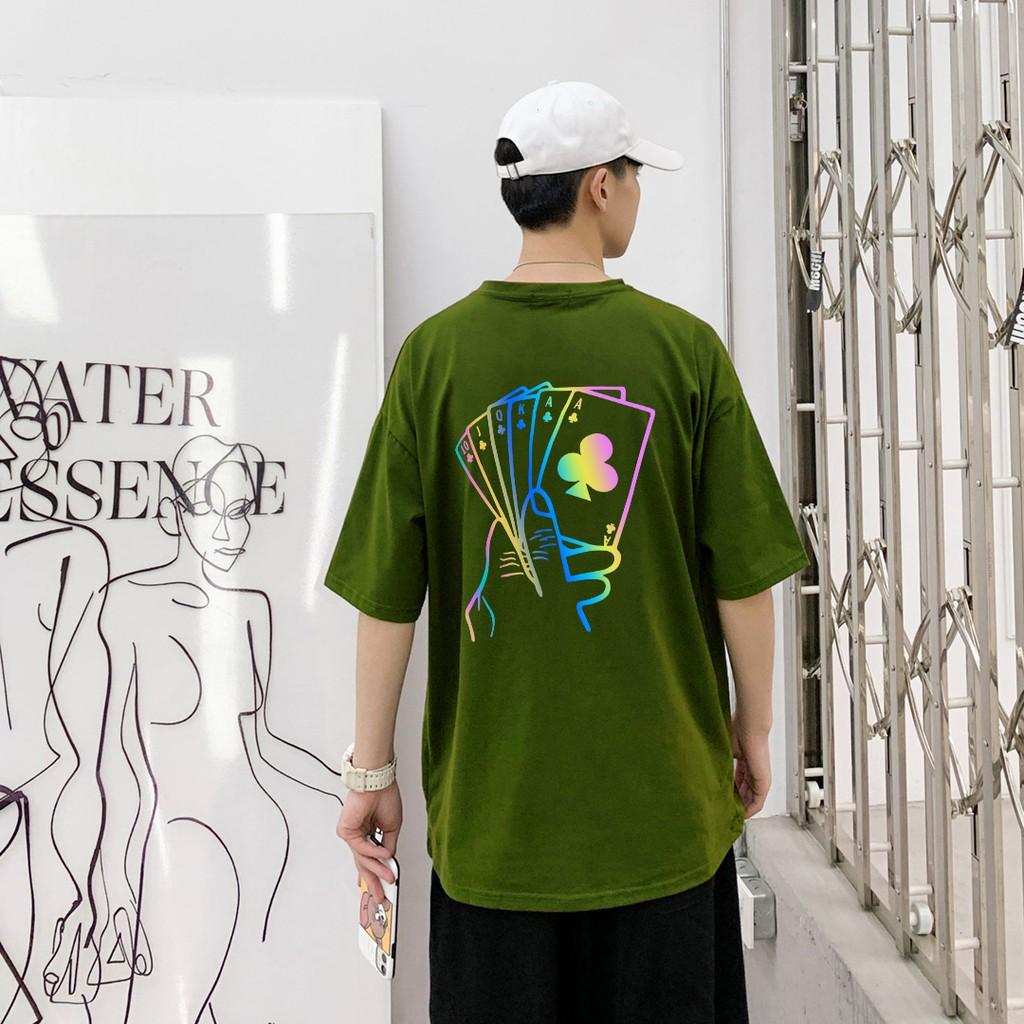 Áo Thun Phản Quang Lá Bài PQ52 - Áo Unisex Tay Lỡ Nam Nữ Mặc Được - Phản Quang Sáng Đẹp Bền - Big Size