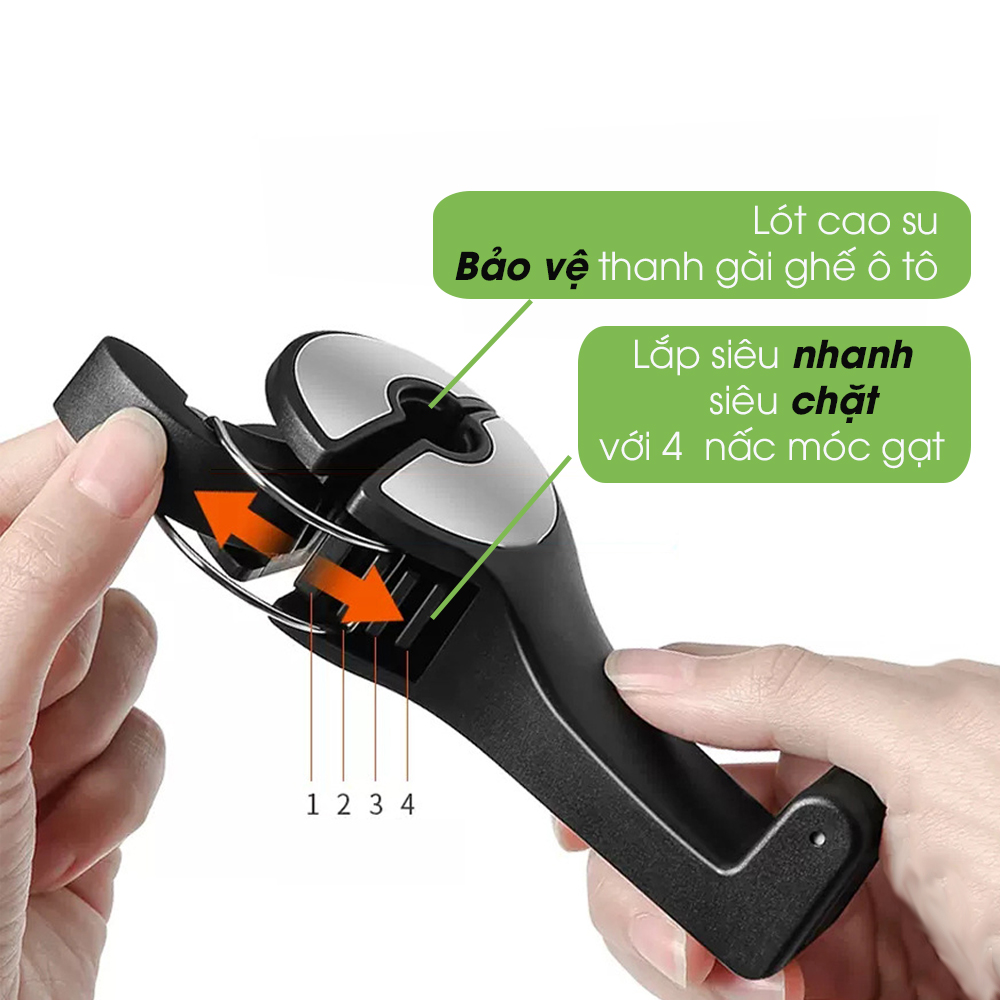 Móc treo đồ trên xe ô tô kiêm giá đỡ điện thoại gắn lưng ghế xe hơi - phụ kiện ô tô Tâm Luân