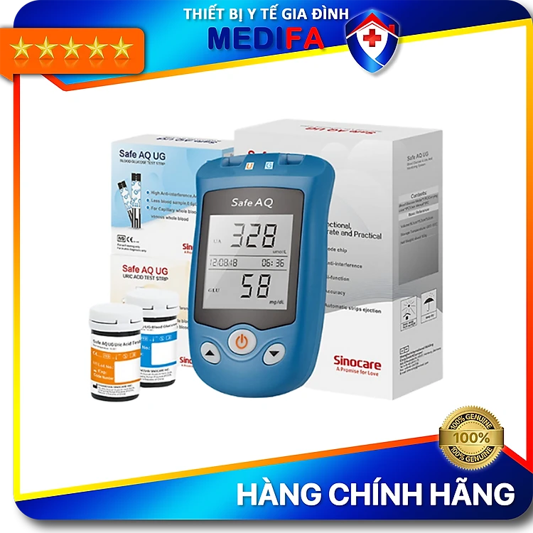 Bộ Máy Đo Đường Huyết Và Axit Uric Bệnh Gút 2 Trong 1 Kèm 100 Que Kim