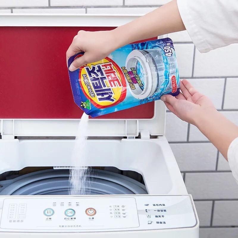 Combo 3 gói Tẩy lồng máy giặt vệ sinh máy giặt Hàn Quốc siêu sạch, gói 450g - Vệ sinh lồng giặt, khử mùi hôi GD011