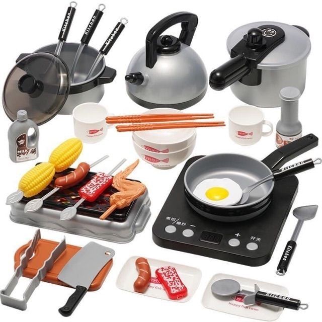 Bộ nấu ăn Kitchen cho bé trai và bé gái 36 chi tiết như thật kèm món ăn cho bé thỏa sức chơi - Mô hình đồ chơi làm bếp mini phát triển trí thông minh