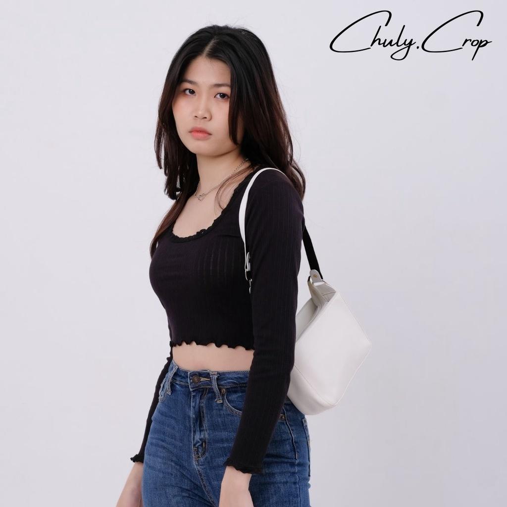 Áo croptop tay dài viền ren nữ tính. Áo croptop ren cổ chữ U tay dài siêu xinh, chất vải rất mềm và dày, siêu đẹp