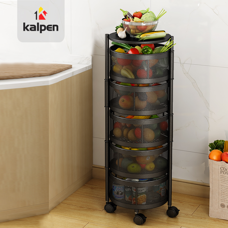 KỆ XOAY TRÒN Đựng Rau Củ Đồ Dùng Đa Năng Thông Minh 3,4,5 Tầng Kalpen, Bh 24 Tháng