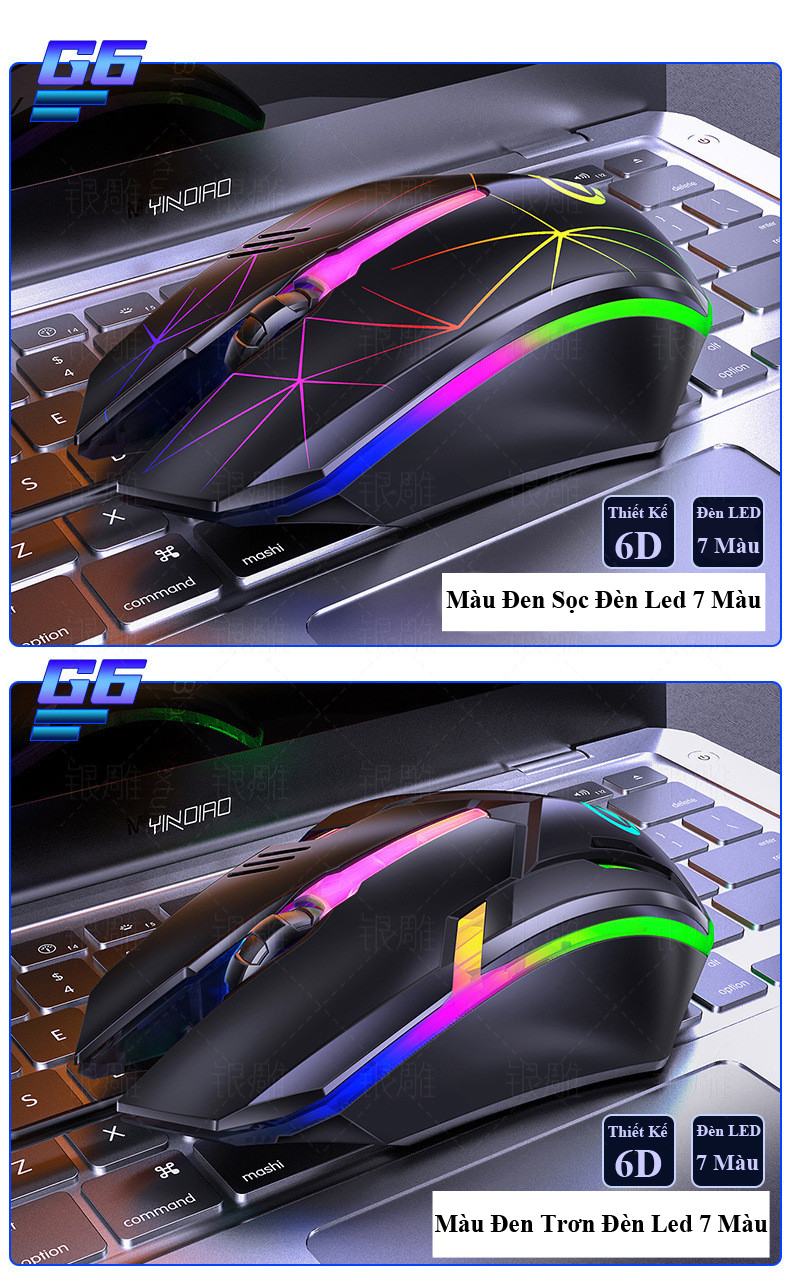 Chuột Game G6 Đèn led RGB màu tự thay đổi