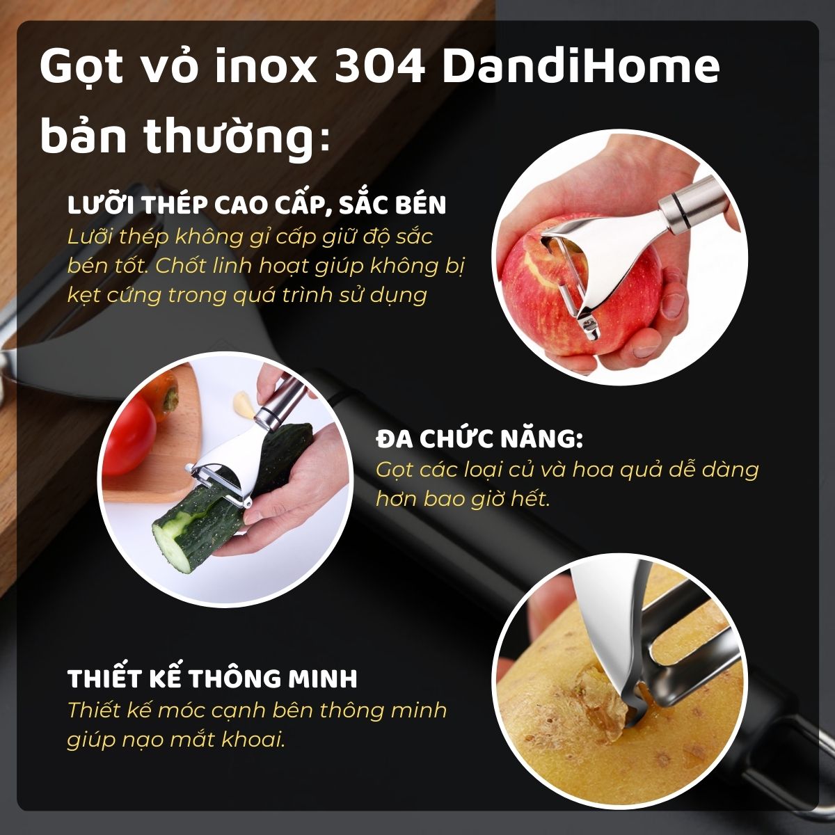 Dụng cụ gọt vỏ inox 304 DandiHome