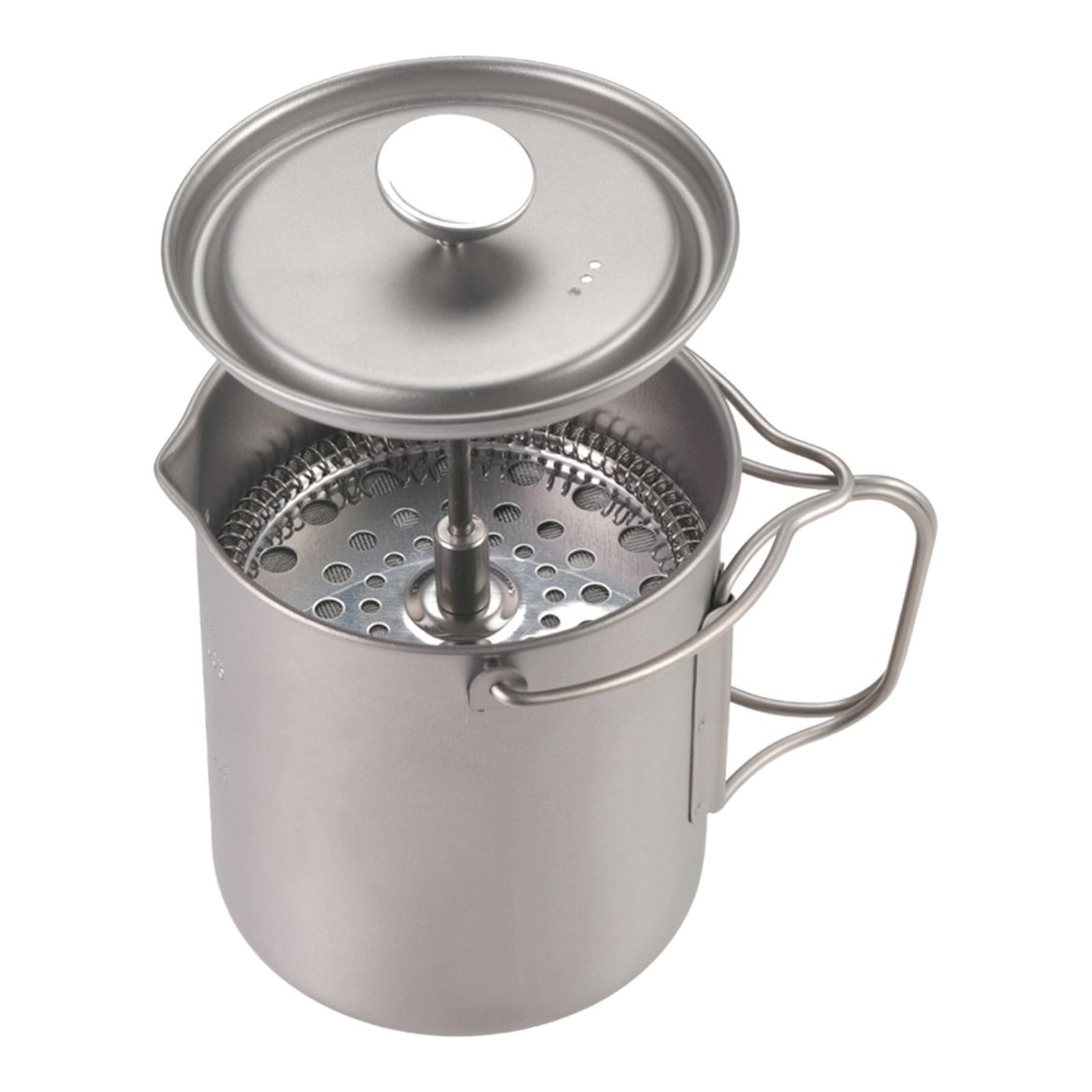 Pot with Lid Teakettle Cookware 750ml with Filter Coffee Maker Titanium Coffee Cup Mug for Camp Mountaineering Cooking Outdoor