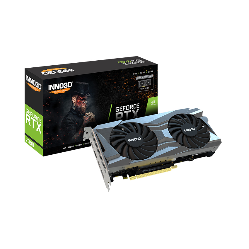 Inno3D RTX2060 TWIN X2 OC - 12GD (12GB GDDR6, 192-bit, HDMI+DP, 1x8-pin) - Hàng Chính Hãng