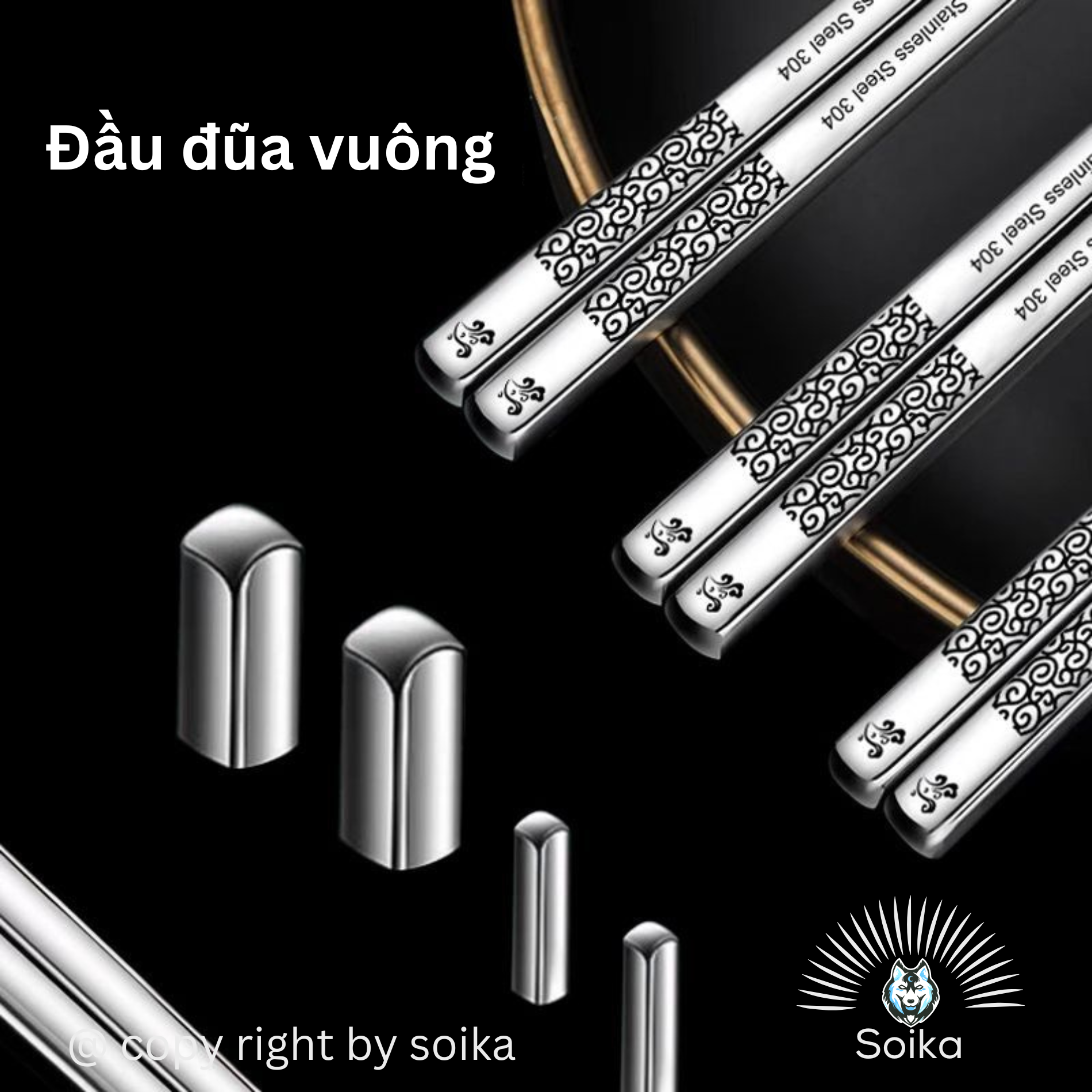 [Combo 5 đôi &amp; 10 đôi] Đũa inox 304 SOIKA mẫu A SK-P02A chống trượt kháng khuẩn