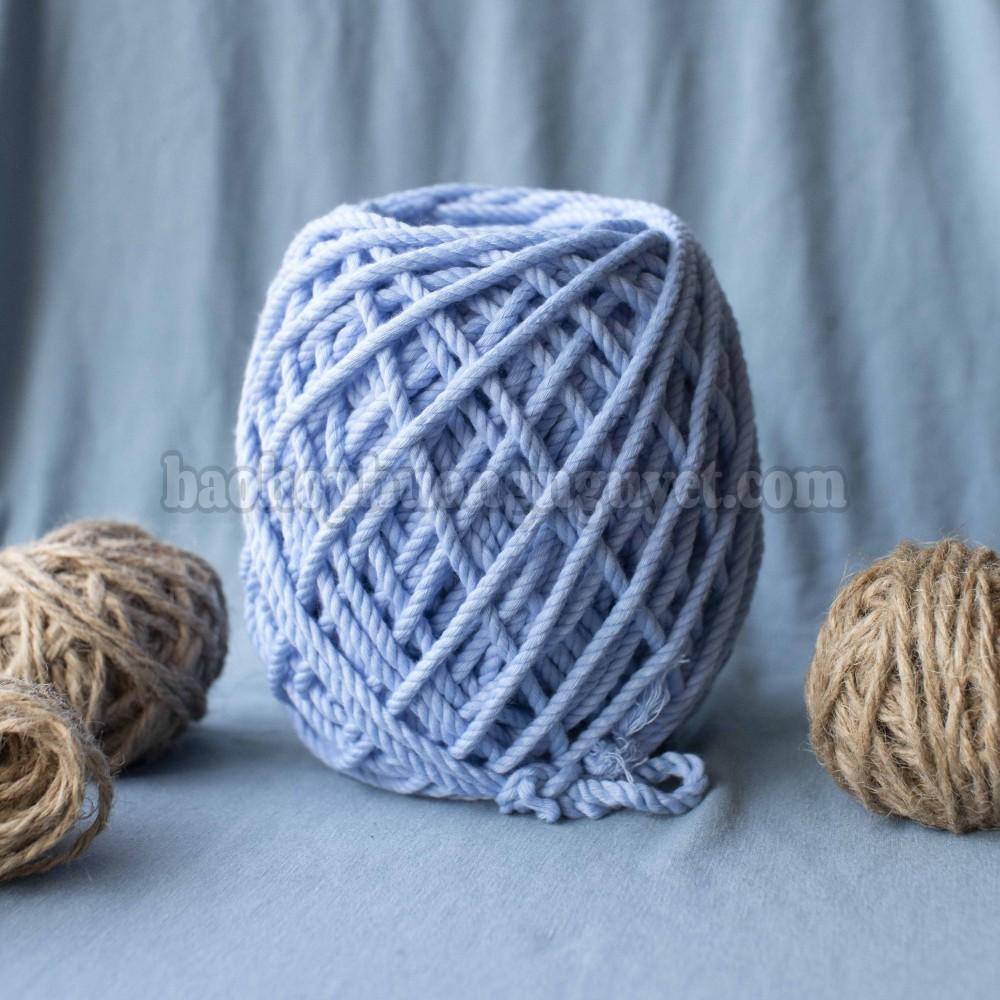 Dây thừng cotton làm handmade, macrame, decor màu xanh đại dương size 3mm