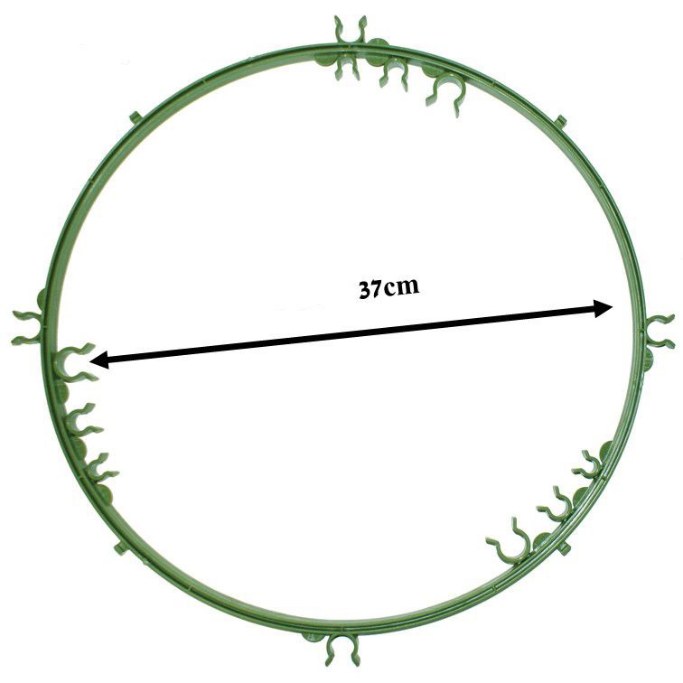 Vòng giữ thân cây Daim đường kính 32cm kết hợp với ống thép bọc nhựa làm khung trồng hoa