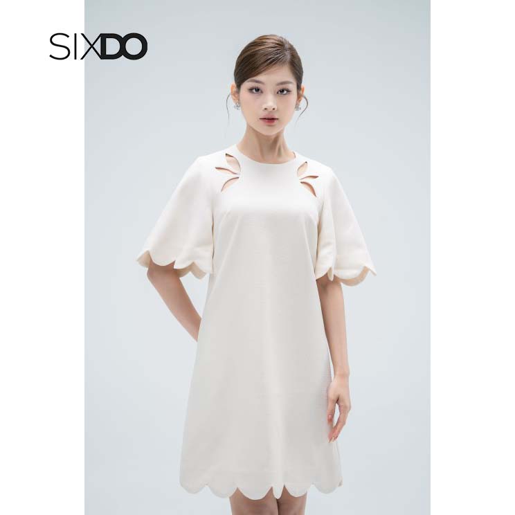 Đầm suông nữ SIXDO họa tiết viền sóng