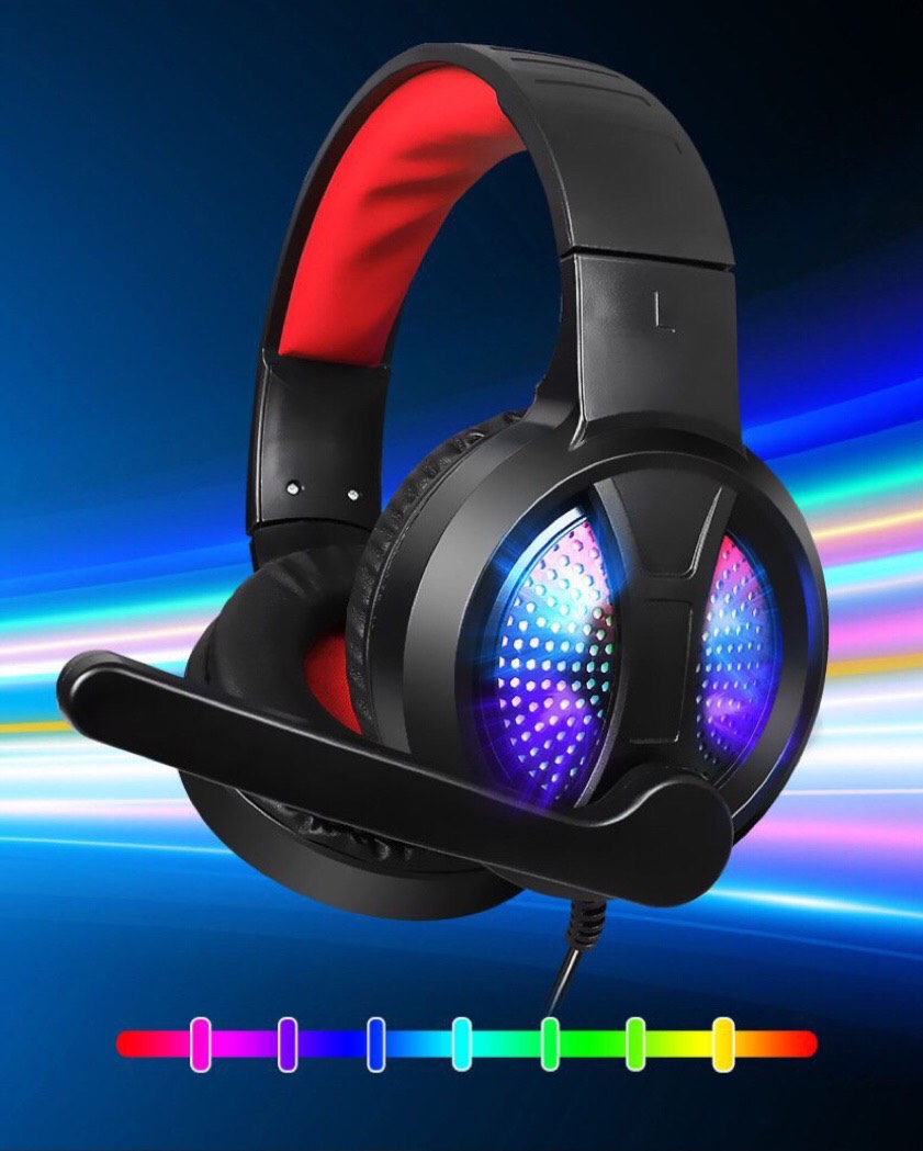 Tai nghe gaming chụp tai chuyên game có đèn led RGB và mic thoại sành điệu âm thanh dùng tốt cho điện thoại và máy tính A69