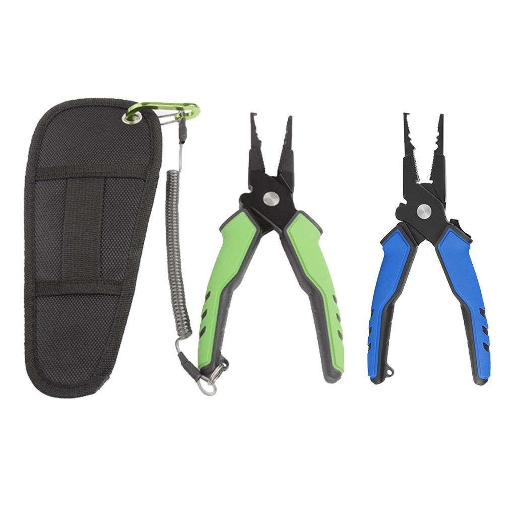 2 Pieces Portable Aluminum Fishing Pliers Scissor Saltwater with Sheath