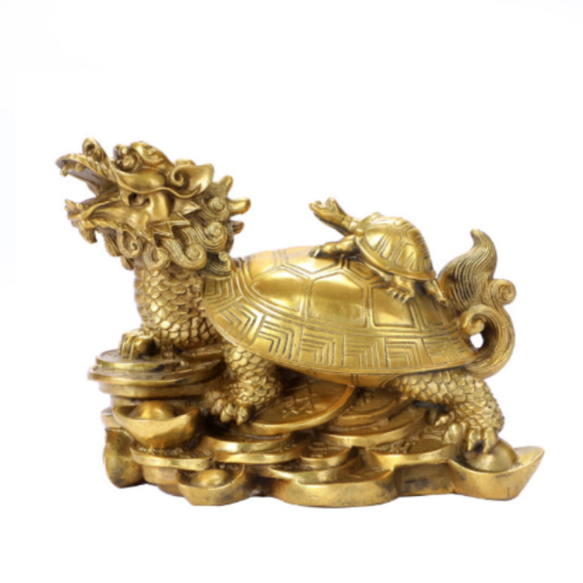 Tượng Rùa đầu rồng - Long quy cao 10cm nặng 0.5kg - Linh vật phong thuỷ bằng đồng thau 900047